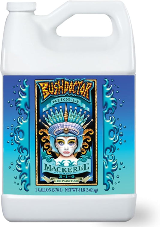 FoxFarm Bush Doctor Wholly Mackerel Fish Fertilizer, Fx14113 - Liquid Plant Nutrient for Seedlings, Transplants, and Vegetative Growth – NPK 3-1-0 (Gallon)