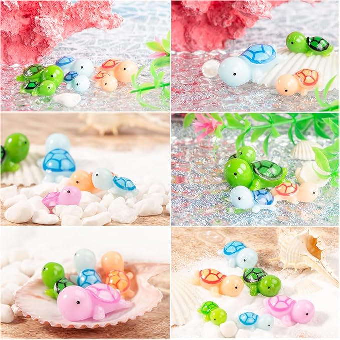 150 Pcs Miniature Sea Turtle Figurine Tiny Sea Turtles Mini Turtle Statue Animal Figure Sea Turtle for DIY Garden Decoration Fish Tank Cake Home Decor