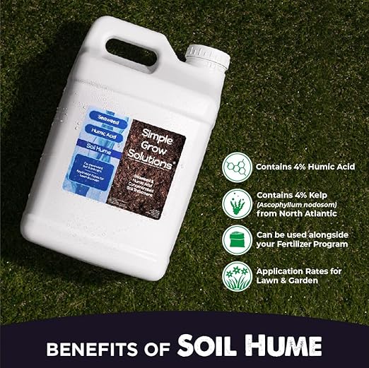 Organic Super Seaweed Humic Acid Blend for Lawn & Plants - Soil Treatment for Turf Grass and Garden- Liquid Sea Kelp -Soil Hume- Increase Nutrient Uptake - Use with Fertilizer Program (2.5 Gallon)