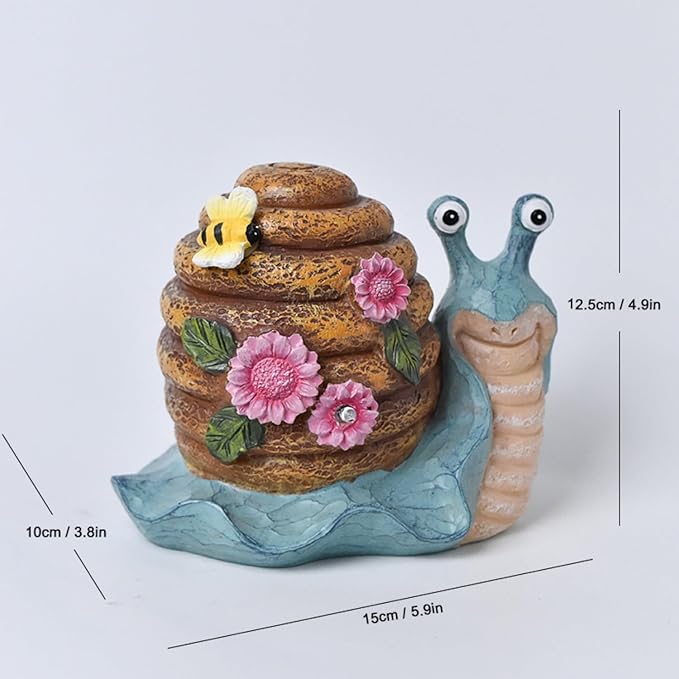 Solar Garden Outdoor Decor Snail Figurine with Lights, Outside - Ideal Outdoor Decorations for Yard, Lawn & Pathway Walkway Ornaments Clearance Housewarming Gifts for Mom Grandma Birthday (Blue)