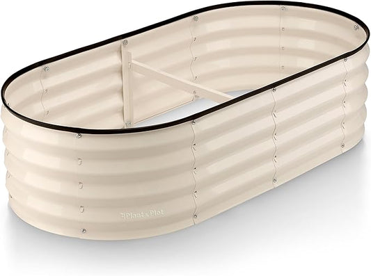 Galvanized Raised Garden Beds Outdoor // 4×2×1 ft Planter Raised Beds for Gardening, Vegetables, Flowers // Large Metal Garden Box (White) // Patented Tool-Free Design