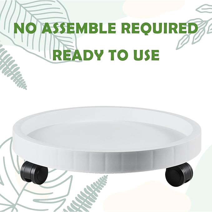 11 Inch Planter Caddies Rolling Saucer Caddy with Wheels, Heavy Duty Wheeled Stand for Potted Plant, Round Coaster Roller Base Tray with Casters, Flower Pot Dolly Holder for Indoor Outdoor