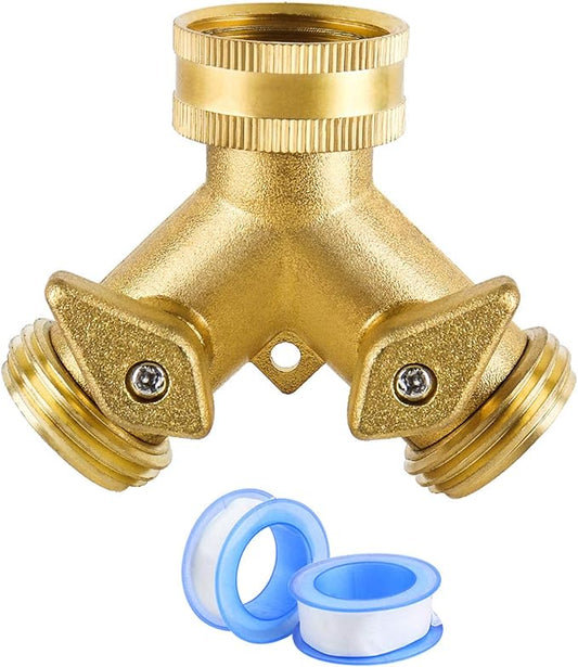 Heavy Duty Garden Faucet Splitter Hose Splitter (2-Way Brass)