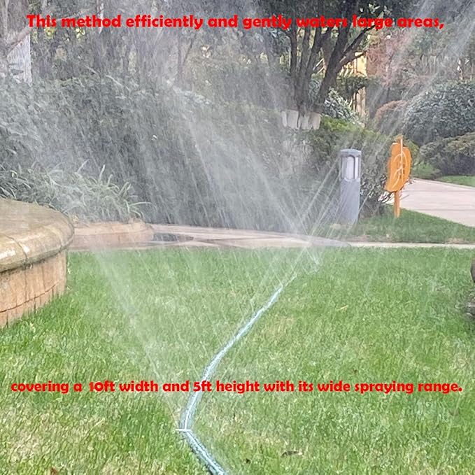 Watoo 2025 25 FT Flat Sprinkler Hose for Lawn Watering Garden Soaker Hose with Holes, Heavy Duty Lightweight No-Kink Water Hose with Stakes, Irrigation Hose, Great Fun for Kids and Dog