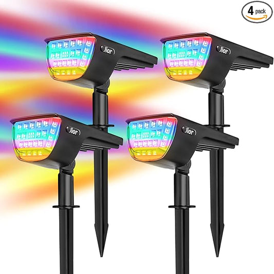 Solar Color Changing Spot Lights Outdoor, IP67 Waterproof Solar Landscape Lighting, 7 Modes Multicolor RGB Landscape Spotlights for Garden Yard Driveway Lawn Patio Pathway Easter Decorations, 4 Pack