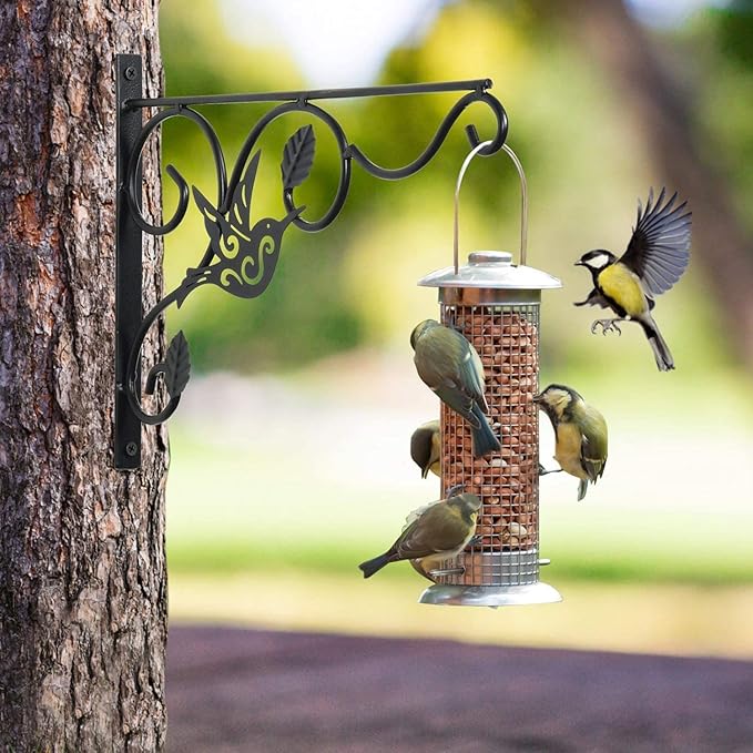 Hanging Plants Bracket, 4 Pack 12 inch Wall Planter Hook with Iron Screws Included, Decorative Plant Hanger for Bird Feeders, Wind Chimes Indoor, Lantern, Flower Pot,Outdoor Indoor Patio Decor