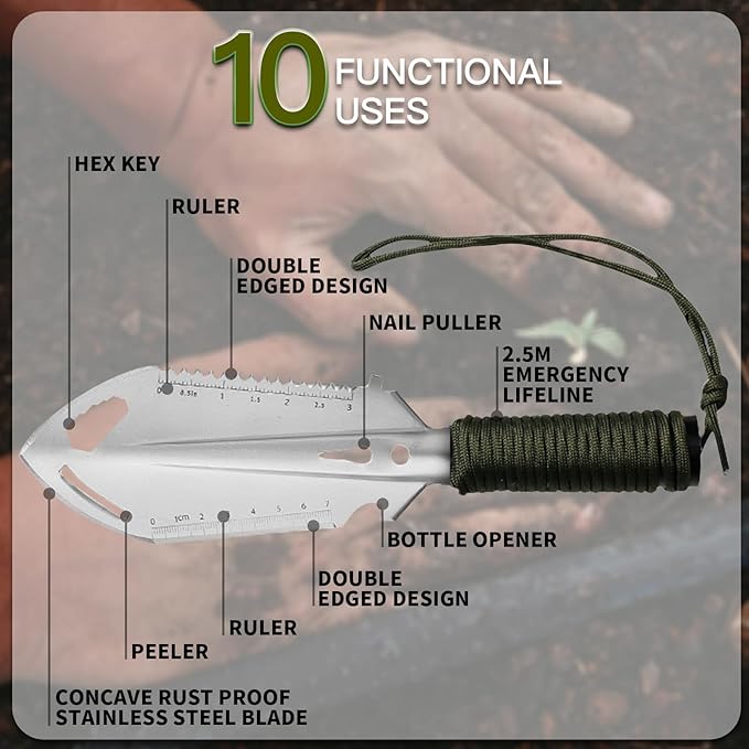 Hori Hori Garden Knife, 7-in-1 Multi-Functional Japanese Garden Tools with Sheath, 7" Stainless Steel Blade Weeding Garden Tools for Digging, Garden Gift for Father's Day or Mother's Day