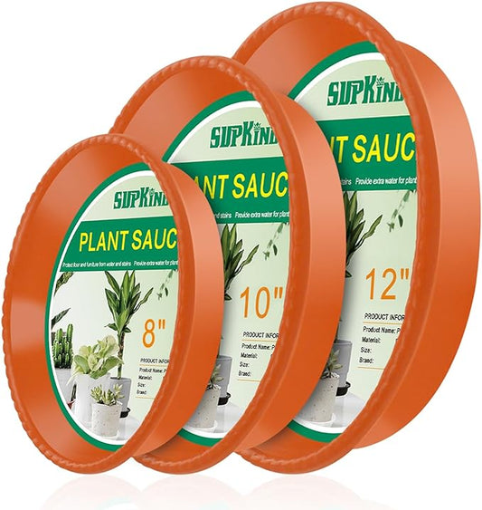 9 Pack Plant Saucers (8 inch /10 inch /12 inch),Heavy Sturdy Plant Trays Pot Tray for Indoor Clear Plastic Flower Pot Saucers Thicker Plant Water Drip Trays for pots-Terracotta