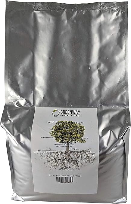Greenway Biotech Potassium Chloride 0-0-62 Fertilizer - Muriate of Potash | 100% Water Soluble - Improves Plant's Root Growth Fertilizers Ideal for Soil and Hydroponics - 2 X 25 Pounds