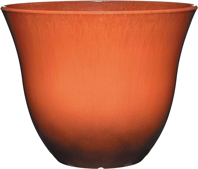 Classic Home and Garden Indoor/Outdoor Round Honeysuckle Resin Flower Pot Planter, Orange Ember, 13"