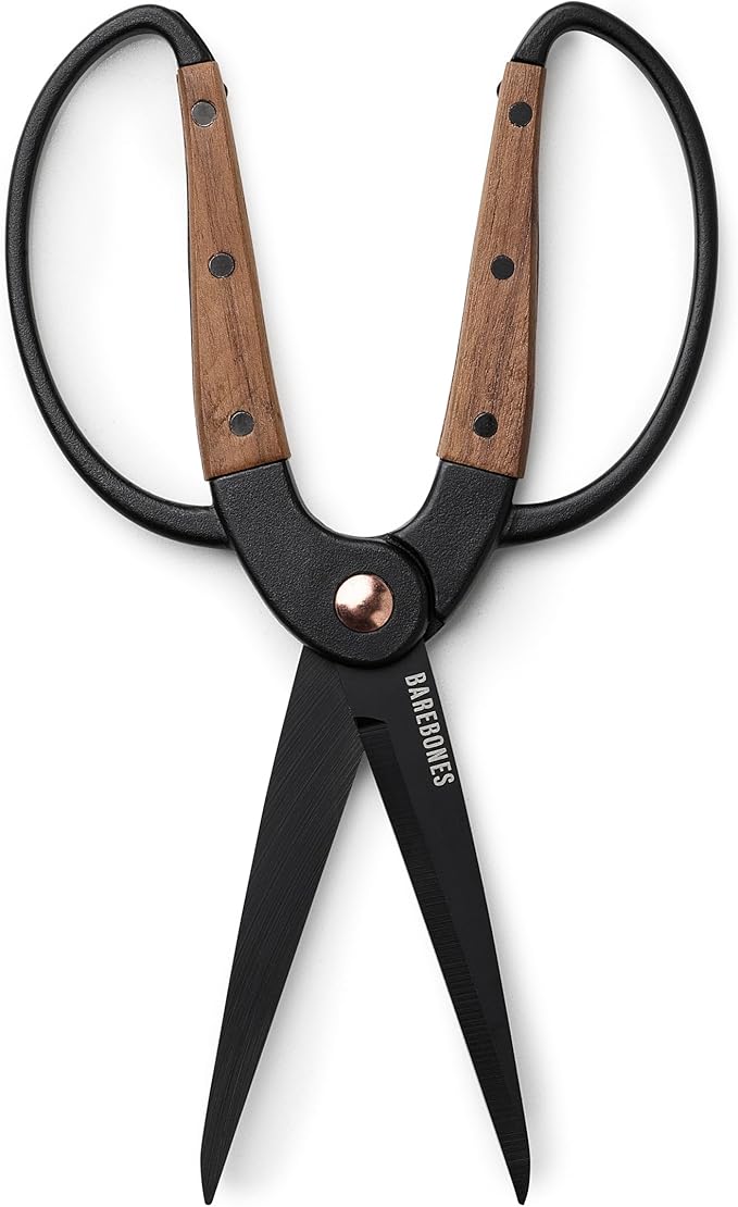 Barebones Garden Scissors - Walnut Plant Scissors - Garden Supplies and Indoor Plant Accessories - Plant Shears with Wide Handles - Comfortable Fit Hand Pruners (Large)
