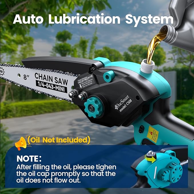 8 inch Mini Chainsaw Cordless, Brushless Electric Chain Saw with 1PCS 21V 2000mAh Battery, Small Handheld Saws Battery Powered For Wood Cutting Trees Trimming Perfect Gardening Gifts for Men Dad