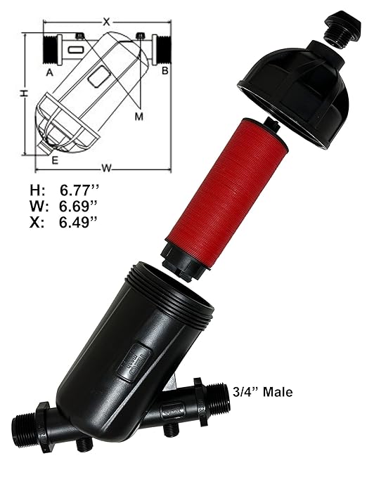 Drip Irrigation Disc Filter Y Filter - 120 Mesh 3/4 inch Male Pipe Thread NPT for Lawn Garden Watering and Irrigation Hose Connectors