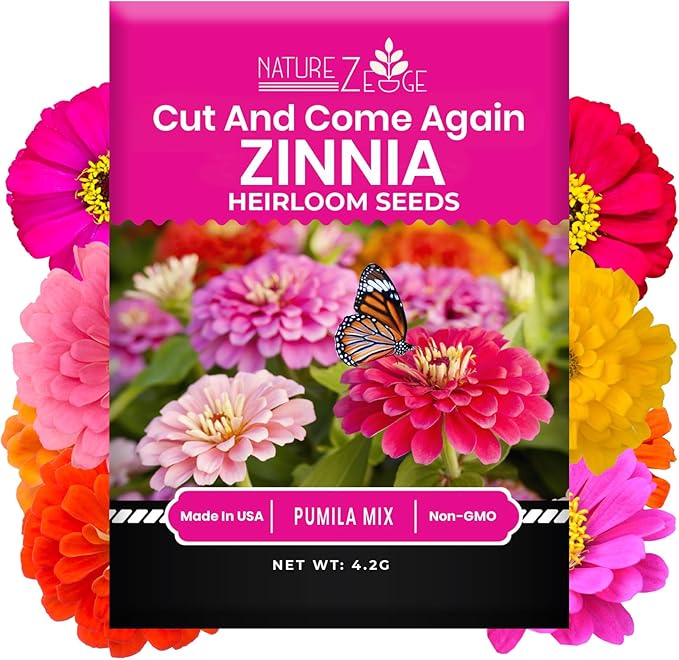 NatureZ Edge Zinnia Seeds for Planting Outdoors, Flower Seeds, Bulk Semillas De Flores para Sembrar, Pumila Mix 4.2 g