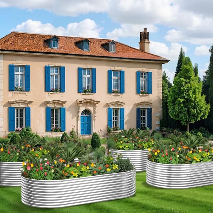 2 Pack Tall 8x4ft Galvanized Raised Garden Bed Outdoor,Metal Garden Bed for Vegetables,Steel Raised Beds for Gardening,Above Ground Garden Box for Flower