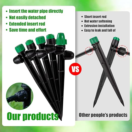 30Pcs Drip Irrigation Emitters Sprayer with Lock Barbed for 1/4" Drip Tubing - Leak-Proof Adjustable Micro Spray Drippers (4-7mm) for Garden Irrigation System (30PCS Mix Emitters)