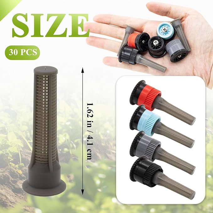 30 Pack Spray Sprinkler Nozzle Filters Variable Arc Nozzle Replacement Pop Up Sprinkler Heads Generic Irrigation Filter Compatible with Hunter, RainBird Sprinklers Spray Head (Brown)