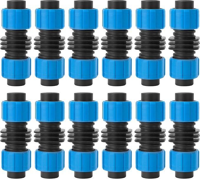 12 Pcs Drip Irrigation Coupling, 5/8 Inch Drip Tape Irrigation Tubing Coupling,Universal Connector Drip Tubing Fittings,Compatible with Most 16-17 mm Drip Tape AG Tubing Drip-Blue