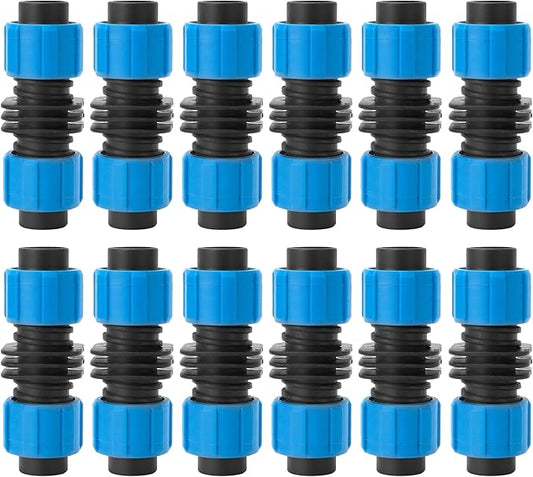 12 Pcs Drip Irrigation Coupling, 5/8 Inch Drip Tape Irrigation Tubing Coupling,Universal Connector Drip Tubing Fittings,Compatible with Most 16-17 mm Drip Tape AG Tubing Drip-Blue