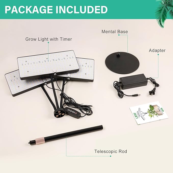 2024 Upgraded Desk Grow Lights for Indoor Plants, Tri-Head 642 LEDs Tabletop Full Spectrum Grow Light, with 3/6/12H Timer, 6 Brightness Levels, 3 Lighting Modes, Height Adjustable for 10-26 inches