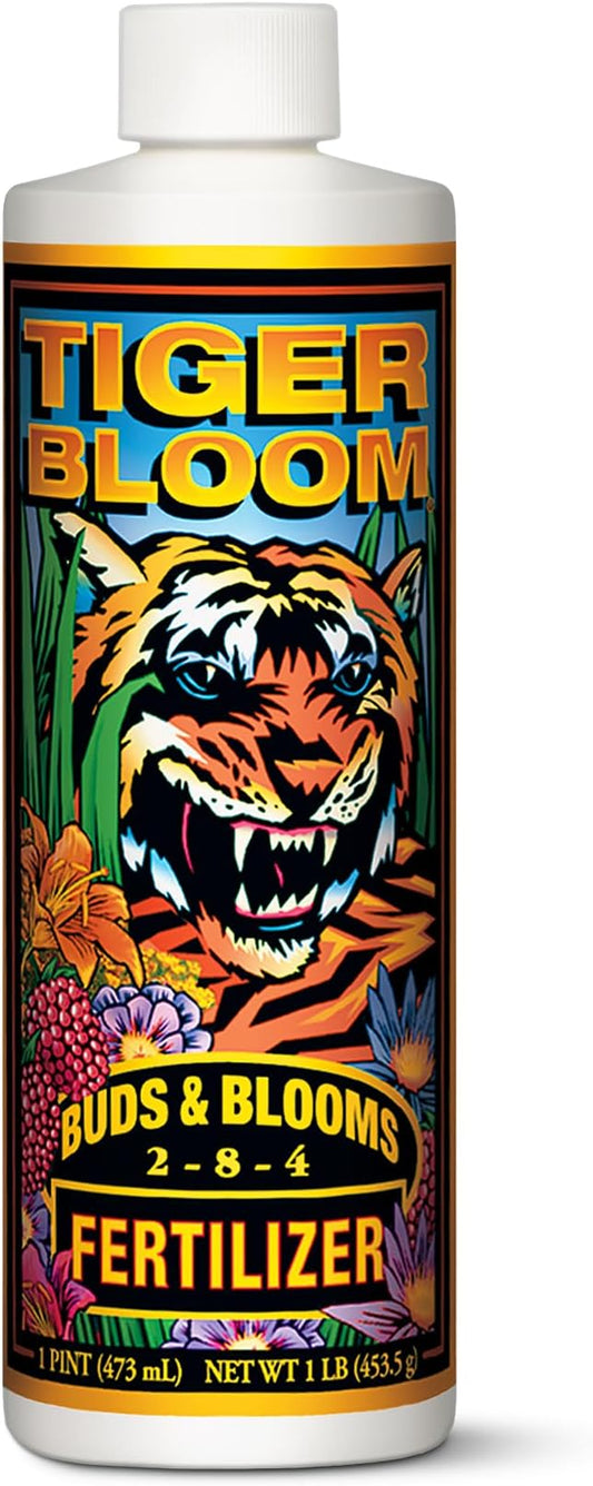 FoxFarm Tiger Bloom Liquid Fertilizer Concentrate - Fast Acting Formula for Vicious Growth with Phosphorus - Encourages Fruit, Flower & Bud Development, NPK 2-8-4 (Pint)