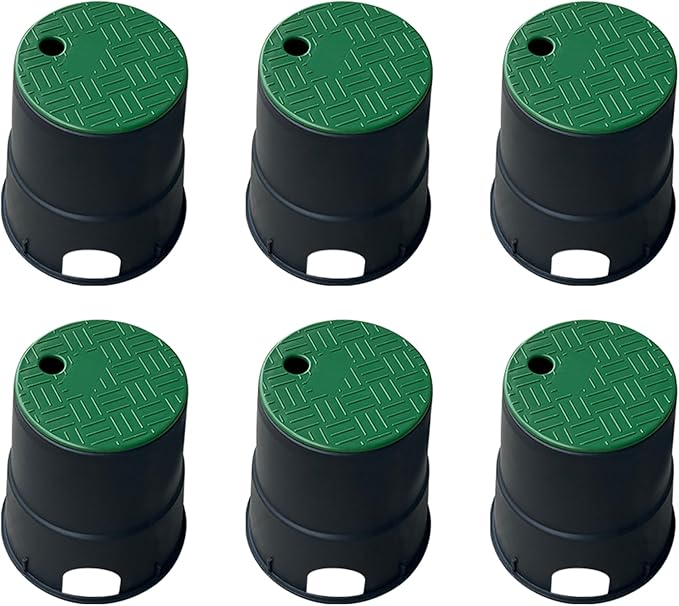 Durable PP Valve Box-6 Pcs Anti Slip 6 In Sprinkler Valve Boxes,Plastic Round Irrigation Valve Box for Garden Yard Outdoor Lawn Grassland Ground Farm,Green&Black Water Meter Box