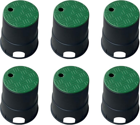 Durable PP Valve Box-6 Pcs Anti Slip 6 In Sprinkler Valve Boxes,Plastic Round Irrigation Valve Box for Garden Yard Outdoor Lawn Grassland Ground Farm,Green&Black Water Meter Box