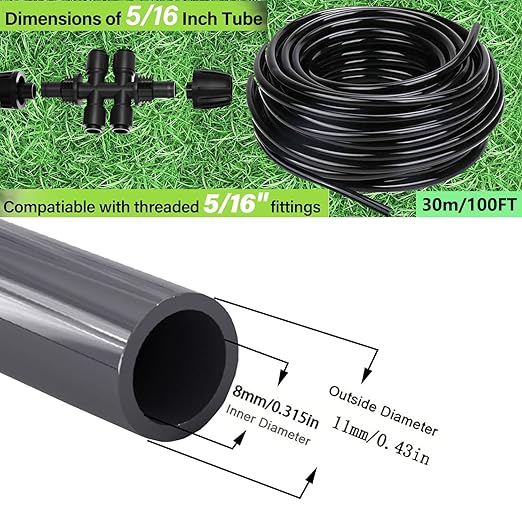 50Ft 5/16 "Dropper Blank Distribution Tube Irrigation Kit with 4Pack6 Fast Coupling Coupler for DIY Garden Irrigation System,Dropper and Drip Irrigation System kit (15m)