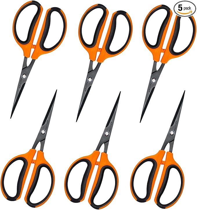 GROWNEER 6 Packs Trimming Scissors Teflon Coated Non Stick Blades Pruning Shears Gardening Hand Pruning Snips with Straight Stainless Steel Precision Blade