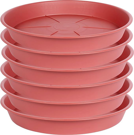 6 Pack of Plant Saucer Tray 4 6 8 10 12 14 17 19 22 25 inch, Heavy Duty Plastic Pot Plant Drip Trays Saucers for for Indoors Outdoor, Plant Water Tray for Planters 4-7" (6", Clay)