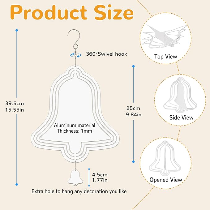 Sublimation Wind Spinner Blanks, 6 Pack 10 Inch 3D Aluminum Metal Hanging Wind Spinner Bulk for Garden Yard Outdoor, Window Porch Decoration for Heat Press Transfer DIY