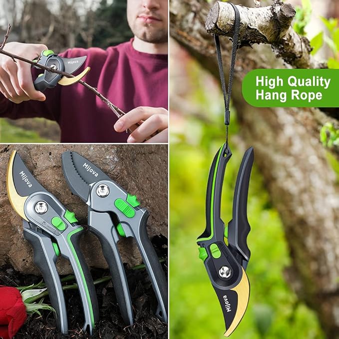 Garden Pruners, Pruning Shears for Gardening Heavy Duty with Rust Proof Stainless Steel Blades, Best Hand Pruners Garden Shears Ergonomic Gardening Tools