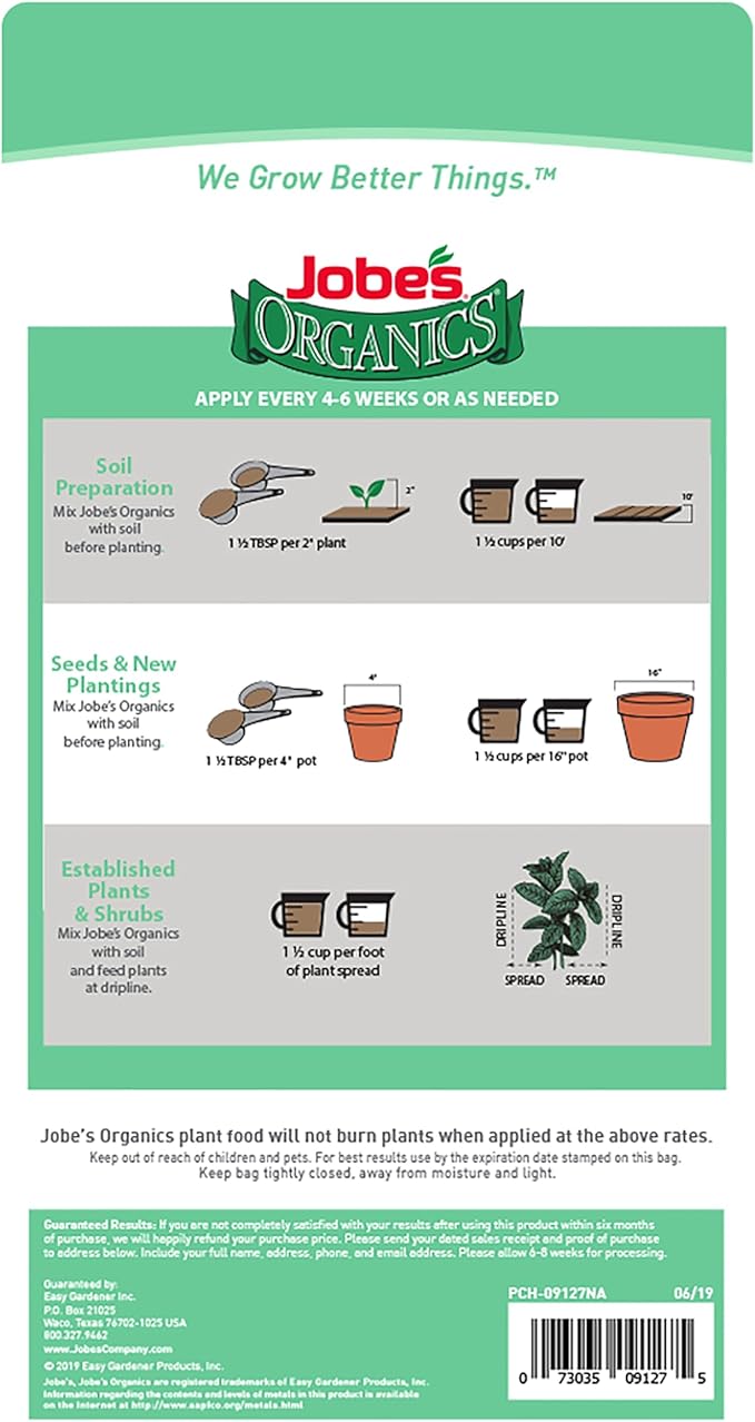 Jobe’s Organics Granular Garden Fertilizer, Easy Plant Care Fertilizer for Herb Gardens, 4 lbs Bag (Pack of 2)
