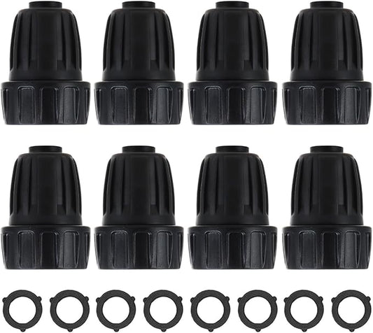 8pcs Garden Hose Adapter, 3/4'' Faucet Convert to 1/2'' Drip Irrigation Tubing, Drip Irrigation Hose Connectors for Outdoor Watering, Fittings with 8pcs Rubber Washers (1 Barb)