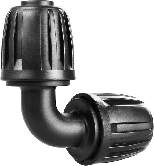 Drip Irrigation Fittings for 1/2 Inch Drip Tubing (1/2" ID x 0.65" OD)：1/2'' Drip Line 90 Degree Elbows Anti-drop Locked Nut Barbed Elbow Connectors Garden Irrigation System Parts (10 Pack)