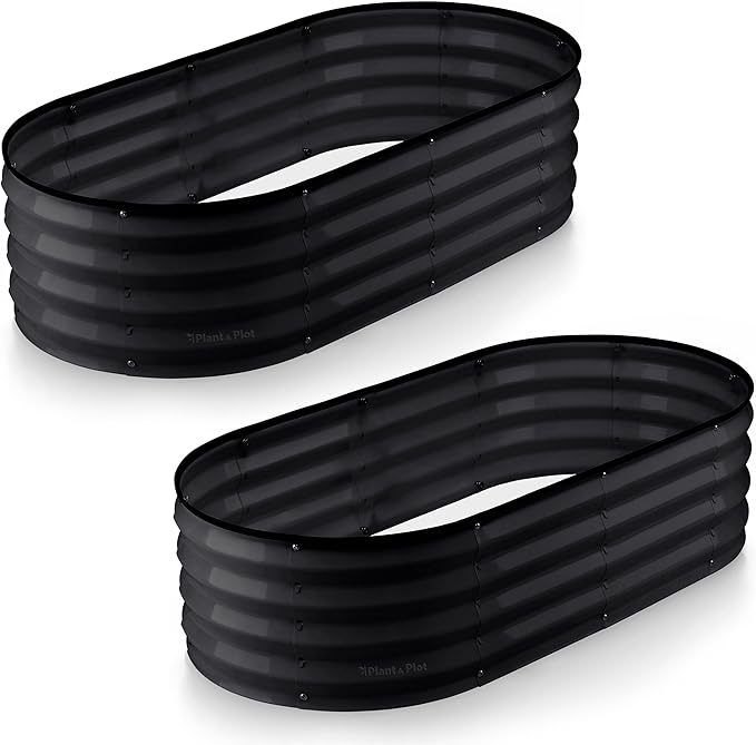 Galvanized Raised Garden Beds Outdoor // 4×2×1 ft (2-Pack) Planter Raised Beds for Gardening, Vegetables, Flowers // Large Metal Garden Box // Patented Tool-Free Design (Black)
