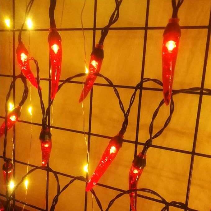 100 LED Chili Shape Fairy String Lights, Solar Operated, Red, 10m Length, Outdoor Use, Wedding, Christmas Decoration