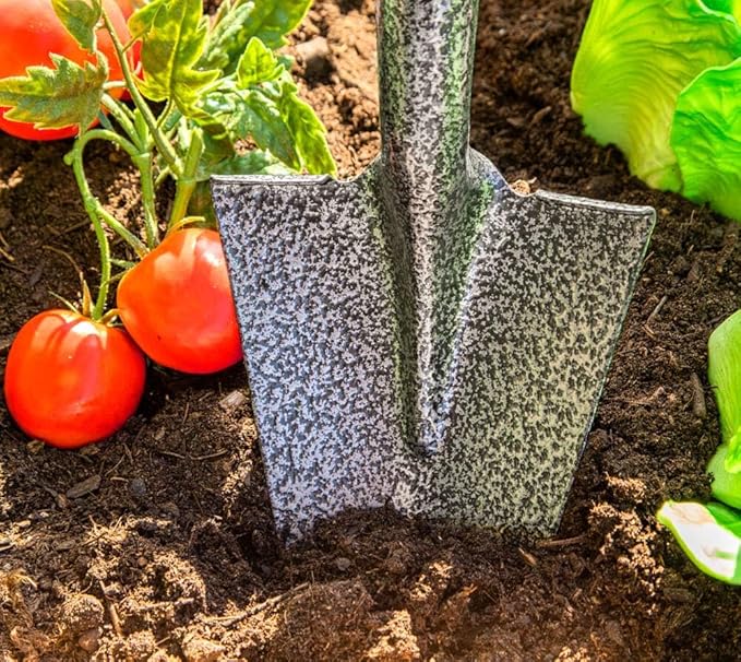 D-Handle Gardening Shovel with Cushioned Grip, Fiberglass Handle with Carbon Manganese Steel Blade, 30" Mini Handle, Yellow, for Raised Garden Beds and Container Gardens