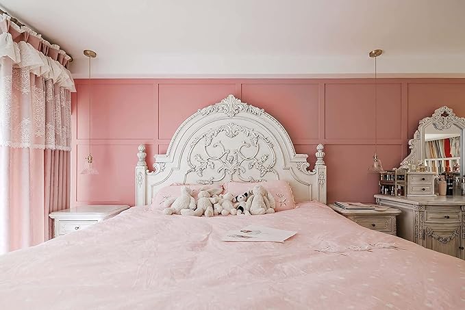 Dimoon 394''x17.7'' Pink Peel and Stick Wallpaper Contact Paper Modern Self Adhesive Wall Paper Removable Renter Friendly Textured Solid Color Shelf Cabinet Vinyl Roll (394''x17.7'',Rose Pink)