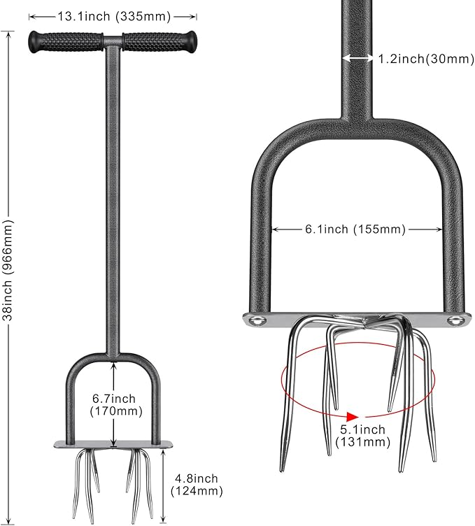 Dolibest Manual Twist Tiller, All-Steel Garden Claw Cultivator w/6 Stainless Steel Claws - Garden Claw Cultivator with Soft Rubber Grip, Hand Tiller Soil Ripper for Flower Box and Raised Bed