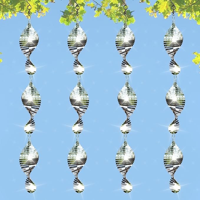 12 PCS Stainless Steel Bird deterrents for Outside,3D Bird Scarer Discs Set Pigeon Deterrent,Bird reflectors to Keep Birds Away Woodpecker Deterrent for House,Crow Deterrent