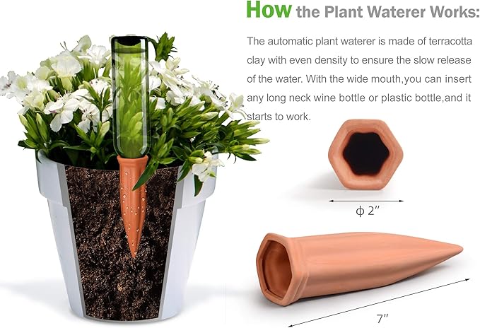 Automatic Plant Waterer Terracotta Self Watering Spikes Drippers Irrigation System for Vacation or Holiday (8Pack)
