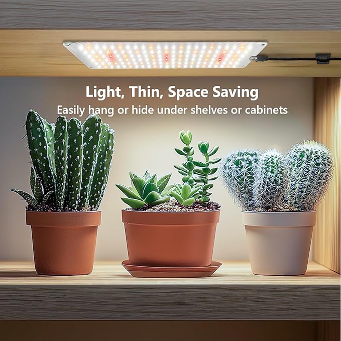 Grow Lights for Indoor Plants, Full Spectrum Under Shelf Plant Lights for Growing Small Plants, Light and Thin 138 LED Plant Grow Lamp Panel with 6/12/16H Timer, 3 Light Modes, 5 Dimmable