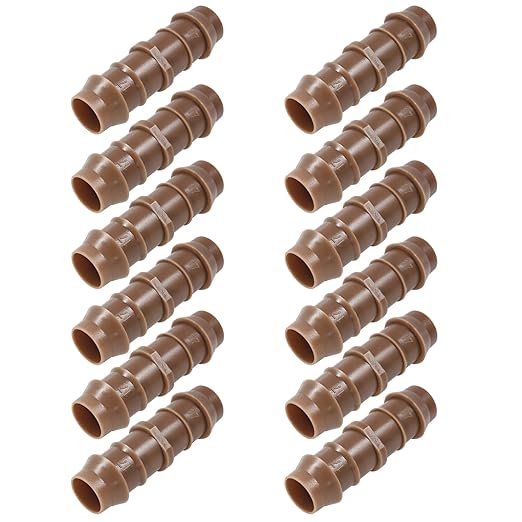 17mm/1/2 Inch Barbed Coupling, 12 Packs Drip Line Connectors Fittings for 1/2 Inch Drip Tubing, Drip Irrigation Coupler for Patio, Lawn, Garden