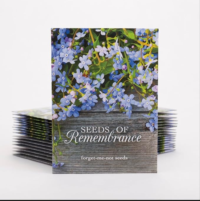 Bentley Seed Co. | Seeds of Remembrance | Pre Filled Non-GMO, Non-Coated Forget Me Not Seeds Packets | Perfect Memorial Service Giveaways and Celebration of Life Decorations | Pack of 25