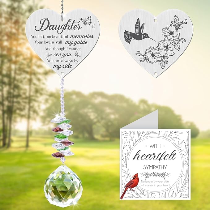 Daughter in Heaven Memorial Crystal Suncatcher, Memorial Gifts for Loss of Daughter, Loss of Daughter Sympathy Gifts, Bereavement Gifts for Loss of Daughter Rainbow Maker Hanging Decoration