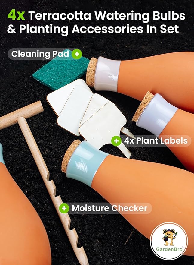 4 Pcs Ollas Terracotta Watering Pots Large - 14 Oz Self Watering Planter Insert Olla Watering System For 1-week Easy To Refill - Clay Plant Watering Globes For Outdoor & Indoor Plants [4, Multicolor]