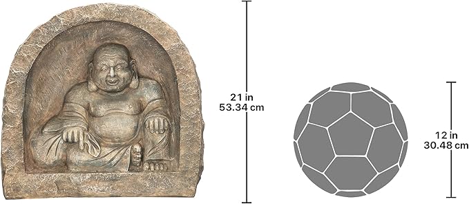 Design Toscano Great Sanctuary Grotto Asian Man Garden Niche Statue, 20 inches wide, 19 inches tall, Cast Stone Resin, Sandstone Finish