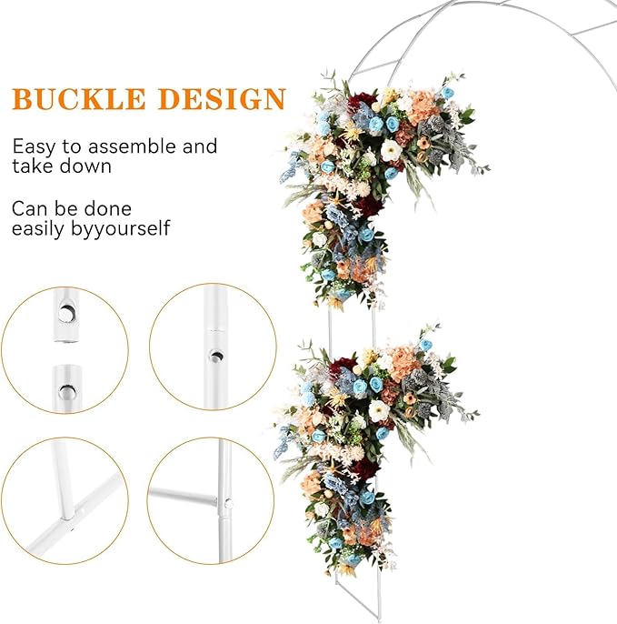 Tytroy Reconfigurable & Easy-to-Assemble Metal Outdoor & Indoor 7'6" Garden or Wedding Arch Arbor for Wedding Bridal Party Elegant Decorations & Garden Climbing Plants Vines (White 1PC)