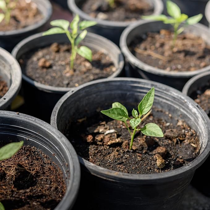 Whonline 40pcs Plastic Nursery Pots Variety Pack, 3/4/5/6 Inch Black Round Seedling Pots with Drainage Holes, Plastic Starter Pots for Planting Seeds, Flower, Succulent, Indoor Plants